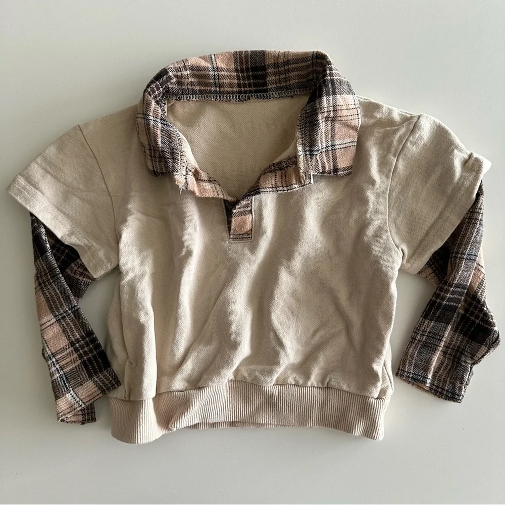 Toddler Khaki Button Down Matching Set Size 2T